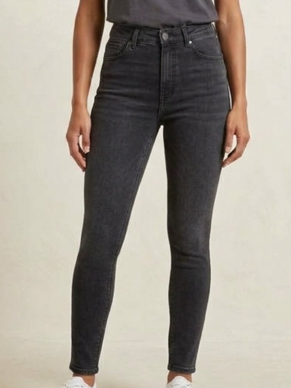ASOS Denim Washed Black High-Waist Skinny Jeans UK 28/32